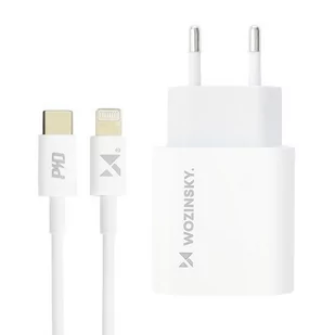Wozinsky Wozinsky szybka ładowarka sieciowa EU USB Typ C Power Delivery 20W + kabel przewód USB Typ C / Lightning 1m biały - Ładowarki do telefonów - miniaturka - grafika 1
