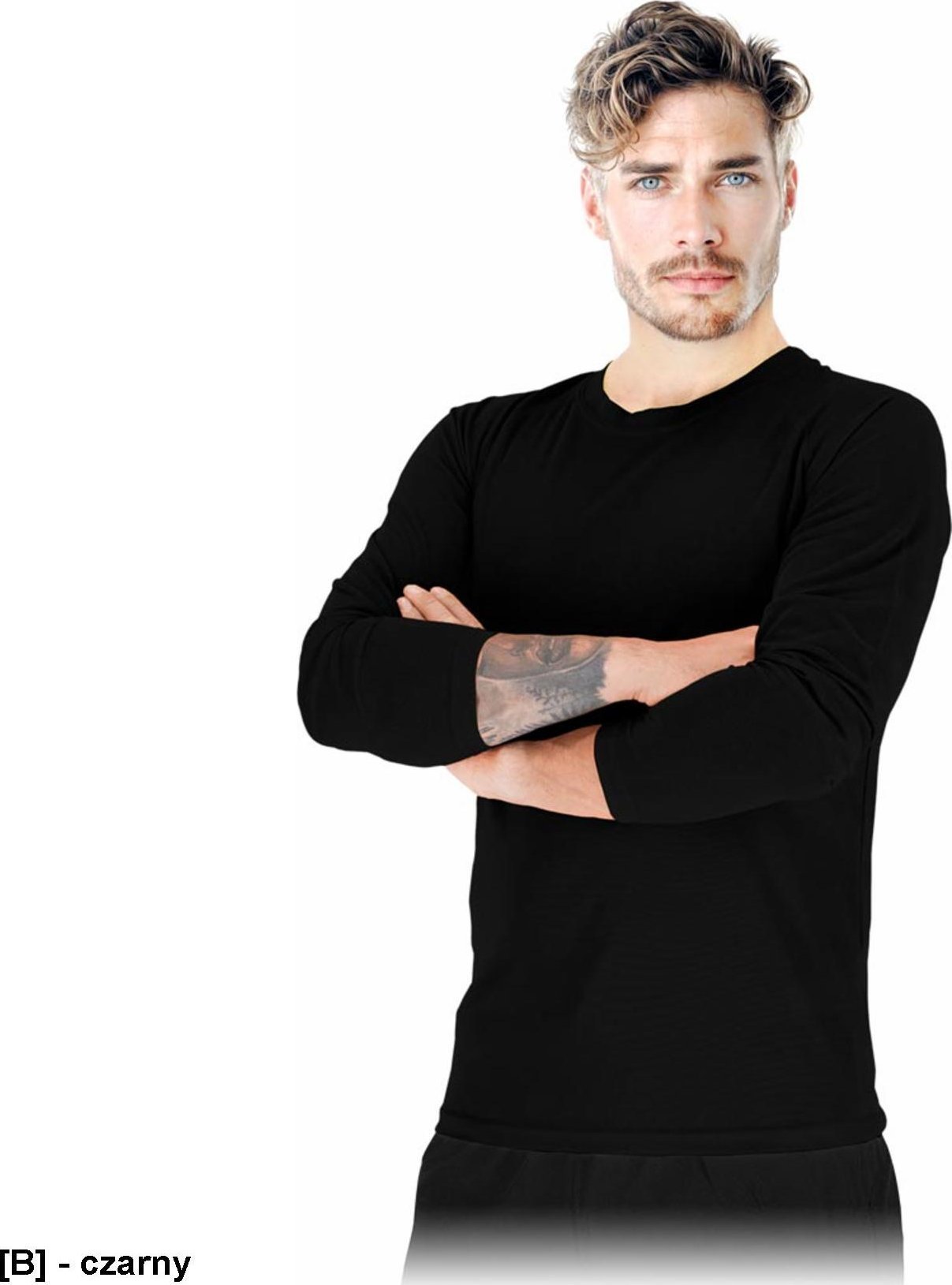 R.E.I.S. TS-PORTO-LS - T-shirt z siateczki męski dzianina 100% poliester 130-135 g/m2 krągły dekolt długi rękaw - czarny XL