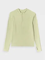 Koszulki sportowe damskie - Damski longsleeve basic 4F 4FRAW24TLONF504 - zielony - miniaturka - grafika 1