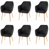 Krzesła - Zestaw 6 krzeseł do jadalni Malmö T381, krzesło kuchenne, design retro 50s ~ imitacja skóry, czarne, jasne nogi - miniaturka - grafika 1