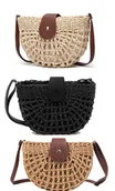 Torebki damskie - Torebka PLECIONA KOSZYK ETNO PÓŁKSIĘŻYC na ramię 3 KOLORY LATO NA PLAŻĘ - miniaturka - grafika 1
