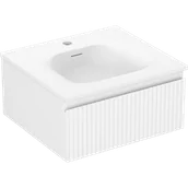 Szafki łazienkowe - Mexen Rivel szafka łazienkowa 50 cm z umywalką Vela, 1 szuflada, ryflowana , biała mat - 91A20-05023-1-BF01-W23M01 - miniaturka - grafika 1