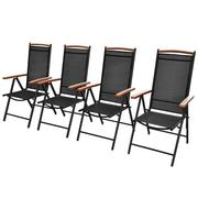 Fotele i krzesła ogrodowe - vidaXL vidaXL Składane krzesła ogrodowe 4 szt, aluminium, czarne 58x65x109 cm - miniaturka - grafika 1