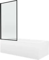 Wanny - Mexen Cubik wanna prostokątna 160 x 70 cm z obudową i parawanem 1-skrzydłowym 70 cm, czarny wzór - 550316070X9307017070 - miniaturka - grafika 1
