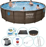 Baseny ogrodowe - Zestaw basenowy - Bestway Power Steel Swim Vista Round 488x122 cm - miniaturka - grafika 1