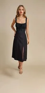 Sukienki - Sukienka Livia - 100% naturalny len, czarna - miniaturka - grafika 1