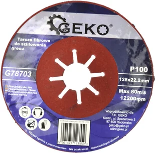 Geko tarcza fibrowa do szlifowania gresu 125mm P100 G78703 - Tarcze do pił - miniaturka - grafika 1