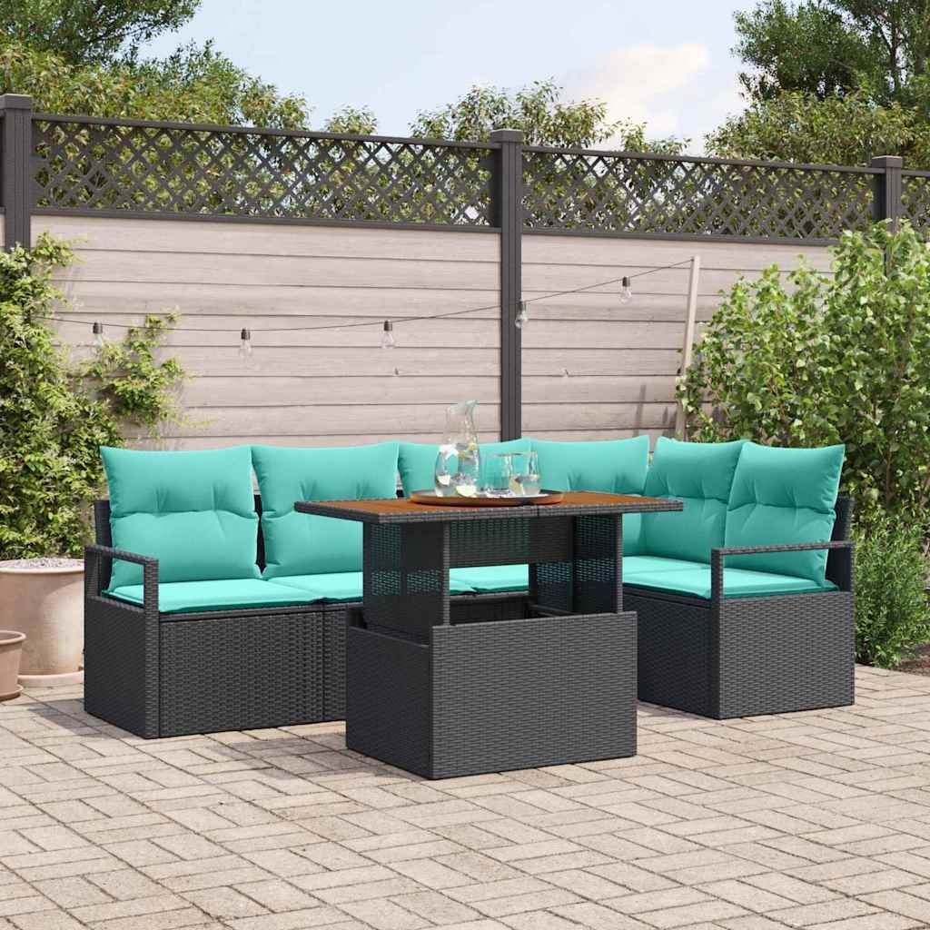 vidaXL Zestaw do jadalni w ogrodzie 6 pcs Czarny i Turkusowy 3349717