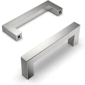 Zawiasy, okucia i inne akcesoria - Zestaw 2 srebrnych uchwytów do szafek kuchennych, klamek do drzwi kuchennych, uchwytów do szuflad o rozstawie 96 mm - miniaturka - grafika 1