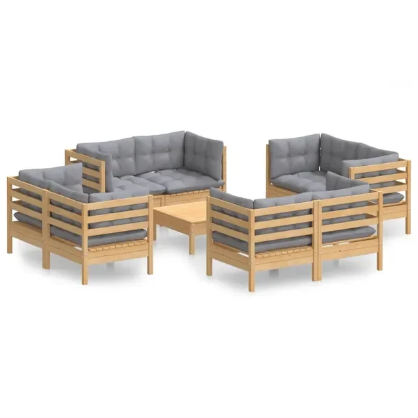 Zestaw wypoczynkowy ogrodowy - sofa narożna, podnóżek, poduszki - szary