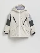 Kurtki i płaszcze dla chłopców - Reserved - Ocieplana kurtka z kapturem - jasnoszary - miniaturka - grafika 1