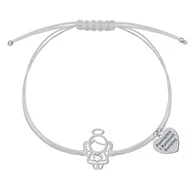 Biżuteria dla dzieci - Bransoletka z Aniołkiem srebro sznurek - miniaturka - grafika 1