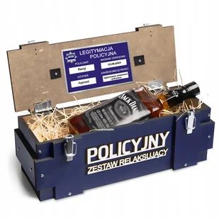 Prezent dla Policjanta Skrzynka na alkohol na urodziny dla Taty Kolegi - Zestawy upominkowe - miniaturka - grafika 1