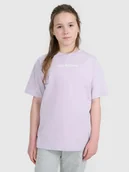 Koszulki dla dziewczynek - 4F T-shirt oversize z nadrukiem dziewczęcy - fioletowy 122 (6-7 lat) - miniaturka - grafika 1