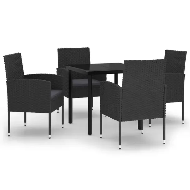 Zestaw mebli ogrodowych czarny, stół 80x80x74 cm, krzesła 52x56x88 cm