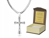 Biżuteria dla dzieci - 925 Srebrny łańcuszek krzyżyk DEDYKACJA 50 cm P2K5 - miniaturka - grafika 1