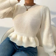 Swetry damskie - TEMU Europejska i Amerykańska Marka Damski Elegancki Sweter z Okrągłym Dekoltem na Jesień/Zimę – Wysokiej Klasy, Seksowny Pullover - miniaturka - grafika 1