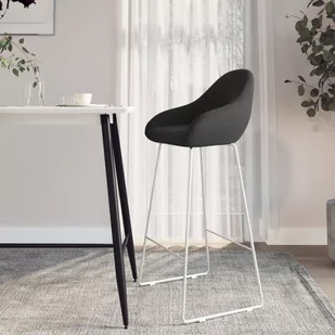 vidaXL Stołek barowy, czarny, obity aksamitem - Taborety i hokery - miniaturka - grafika 2