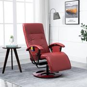 Fotele - vidaXL Fotel masujący, kolor czerwonego wina, sztuczna skóra - miniaturka - grafika 1