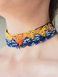 Haftowany choker, choker z koralików, aksamitny choker - Naszyjniki - miniaturka - grafika 1