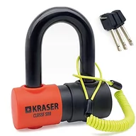 Akcesoria motocyklowe - KRASER KR50 kłódka Zatwierdzona SRA, Antykradzieżową Dysku Motocykl, Mini U Solid Ø18 + kabel przypomnienia, 3 klucze. - miniaturka - grafika 1