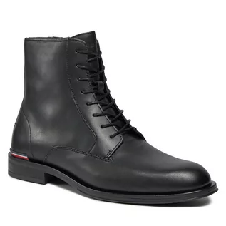 Botki męskie - Trzewiki Tommy Hilfiger Core Rwb Hilfiger Lth Lce Boot FM0FM05030 Black BDS - grafika 1