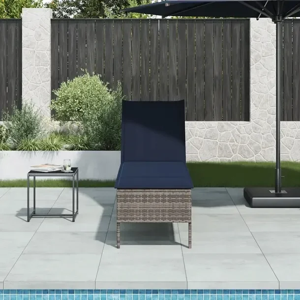 vidaXL Leżak z poduszką Szary 55x200x44cm Polirattan