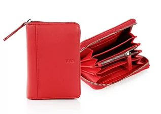 Portfele - Nava Gładka damska czerwona 4 karty kredytowe portmonetka z zamkiem błyskawicznym SM430R - grafika 1