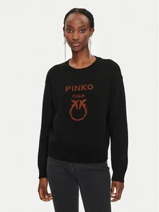 Pinko Sweter Logo 100414 Y7Z4 Czarny Regular Fit - Swetry damskie - miniaturka - grafika 1