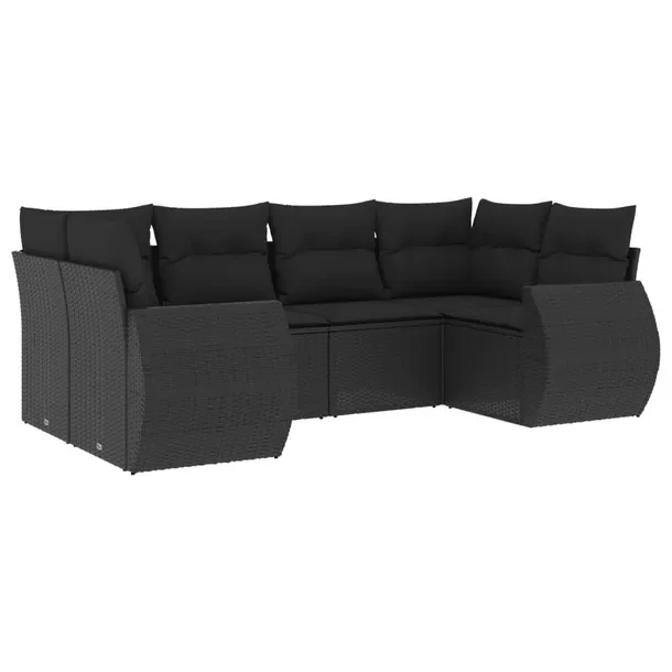 Modułowy zestaw mebli ogrodowych z poduszkami, czarny, rattan PE, 62x62x69