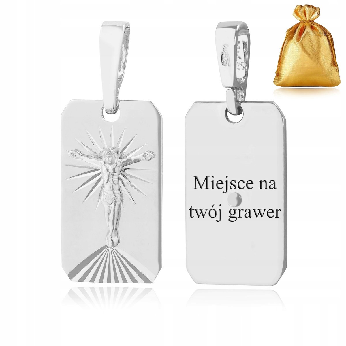 SREBRNA ZAWIESZKA MĘSKA PR. 925 WISIOREK MEDALIK JEZUS + GRAWER NA PREZENT