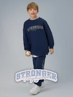 Bluzy dla chłopców - 4F Bluza dresowa loose bez kaptura chłopięca - granatowa 158/164 (12-14 lat) - miniaturka - grafika 1