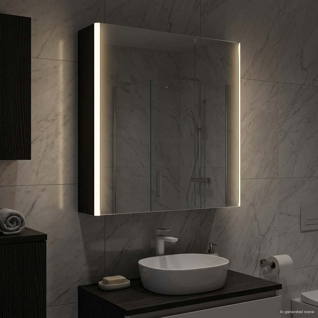 vidaXL vidaXL Szafka z lustrem do łazienki Czarny Dąb 63,5 x 15,5 x 70 cm