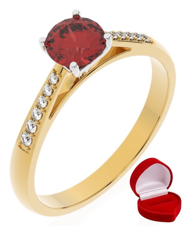ZŁOTY PIERŚCIONEK ZARĘCZYNOWY 585 14k RUBIN 0,50 ct + PUDEŁKO R15