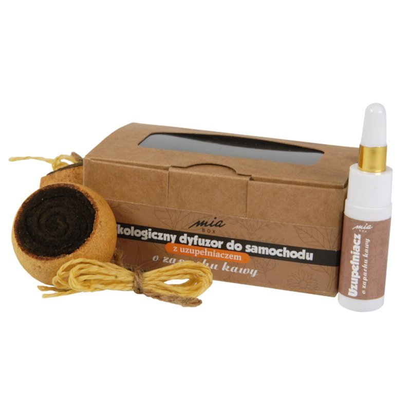 Ekologiczny dyfuzor samochodowy o zapachu kawy, kpl z uzupełniaczem 2szt