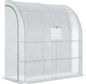 Szklarnie ogrodowe - Outsunny Szklarnia foliowa Szklarnia z 2 drzwiami Uprawa roślin Ochrona UV Stal PE Biały 200 x 100 x 213 cm - miniaturka - grafika 1