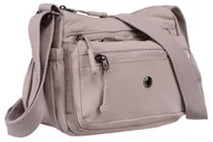 Torebki damskie - Fioletowa listonoszka damska sportowa torebka na ramię z materiału PETERSON mała miejska szeroki pasek kieszonki na suwak - miniaturka - grafika 1