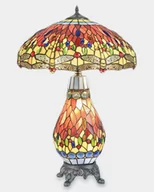 Lampy stojące - Lampa Witrażowa w Stylu Tiffany ze Świecącą Podstawą Ważka Pomarańczowa - miniaturka - grafika 1