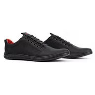 Półbuty męskie - Buty męskie skórzane casual 2121p czarne - Polbut - miniaturka - grafika 1