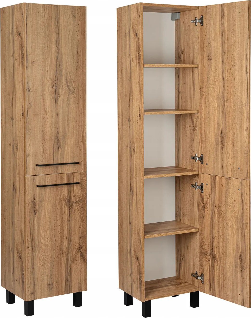 Słupek Stojący Szafka Łazienkowa 40 cm Dąb Wotan 4 Półki Cichy Domyk