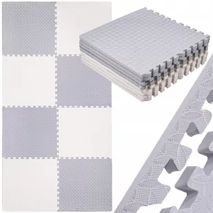 Mata składana puzzle piankowe dla dzieci 230x120 cm pianka EVA kremowo-szara - Maty piankowe - miniaturka - grafika 1