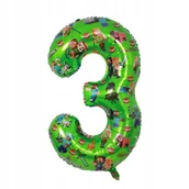 Balony i akcesoria - Balon 3 Urodziny Cyfra Trzy Foliowy Zielony 100 cm Minecraft - miniaturka - grafika 1