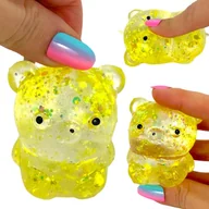 Zabawki sensoryczne - Miś gniotek kolorowy Gel brokatowy 6 cm - Żółty - miniaturka - grafika 1