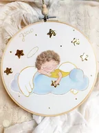 Pamiątka Chrztu Świętego - Obrazek z Aniołem Stróżem w drewnianej ramce, pamiątka dla dziecka - miniaturka - grafika 1