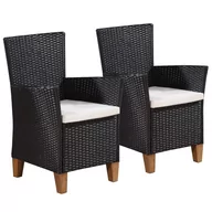Fotele i krzesła ogrodowe - vidaXL Krzesła ogrodowe, 2 szt., polirattan, czarne - miniaturka - grafika 1