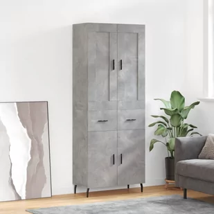Witrynka, szarość betonu 69,5x34x180 cm materiał drewnopochodny Lumarko! - Witryny - miniaturka - grafika 1