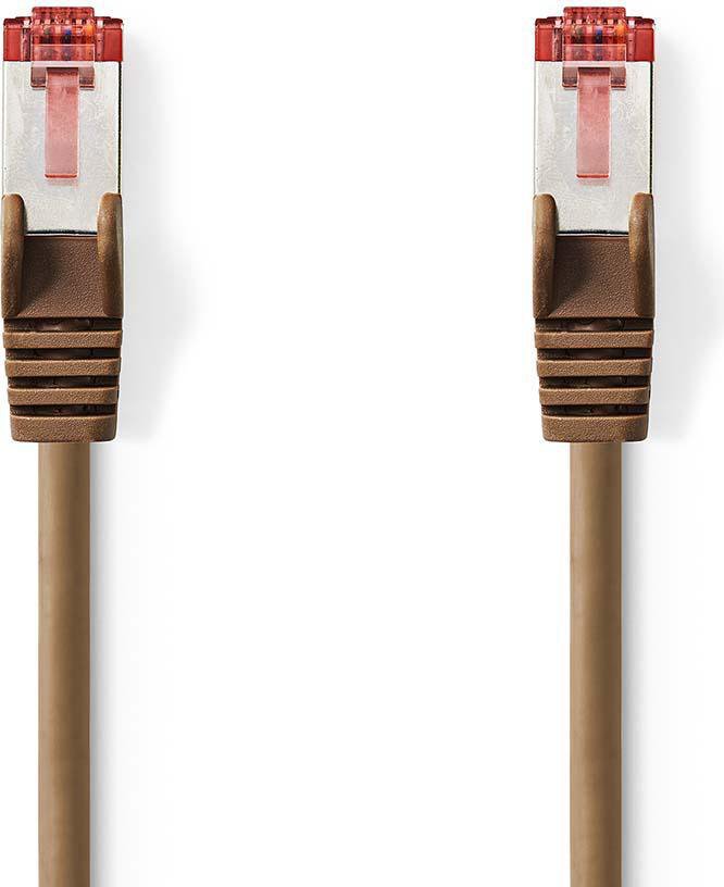 Kabel sieciowy CAT6 RJ45 męski RJ45 męski S/FTP 10,0 m okrągły LSZH brązowy plastikowa torba