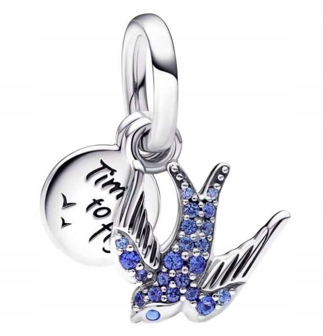 Podwójna zawieszka Lśniąca jaskółka i cytat s925