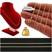 Naszyjniki męskie - ZŁOTY NASZYJNIK DAMSKI ANKIER 70cm/1,5mm CIEŃKI DELIKATNY SREBRNY POZŁACANY - Golden Celebrity - miniaturka - grafika 1