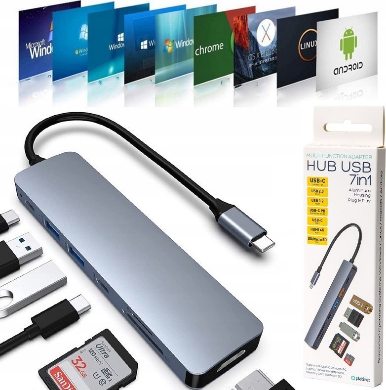 Adapter USB Platinet Platinet adapter Multimedia 7in1 45985